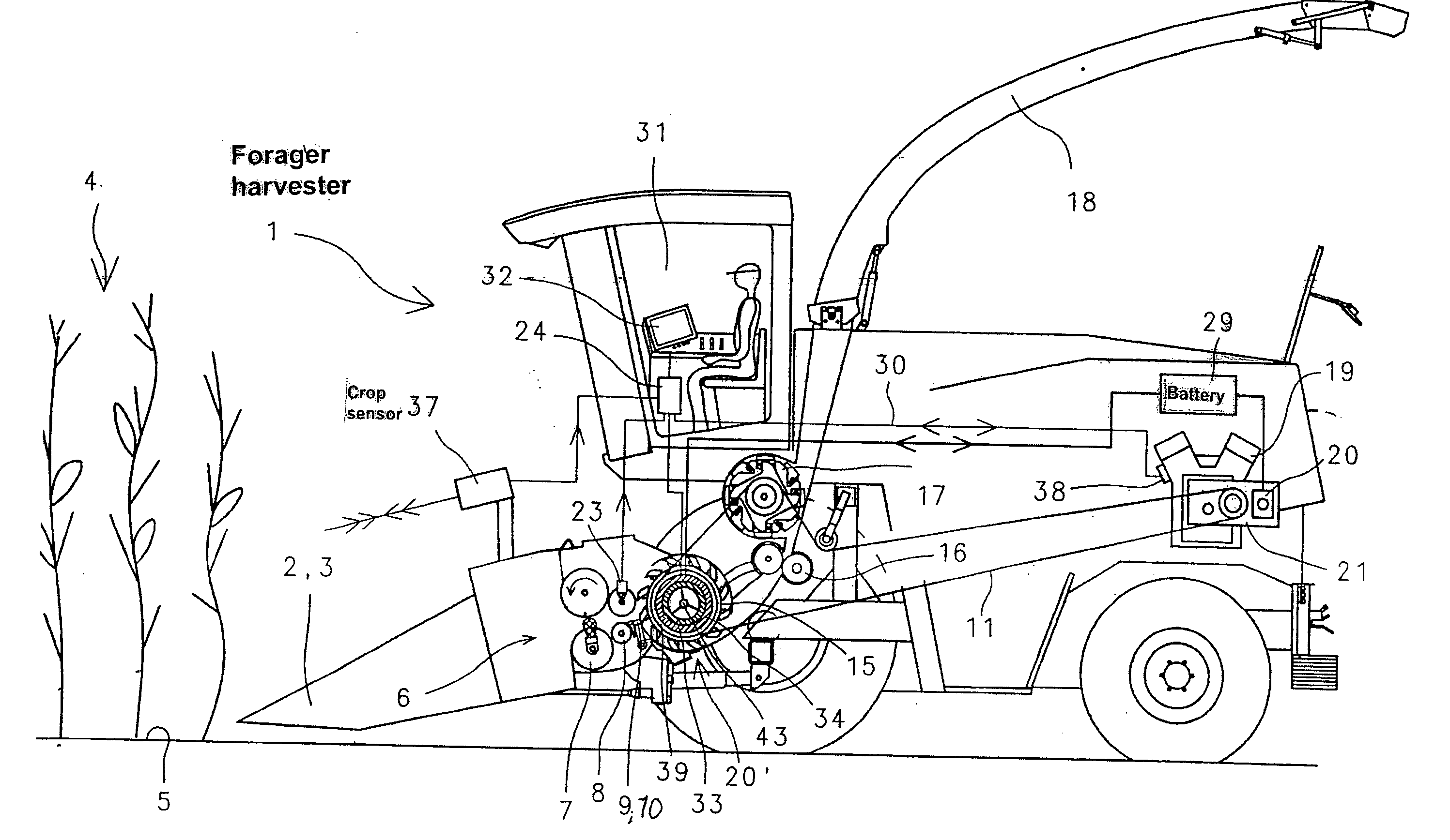 Agricultural machine with energy reservoir for overcoming peak loads