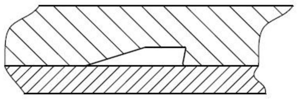 Pipe joint and connecting method for inducing cold flow through axial resultant force of asymmetric annular grooves