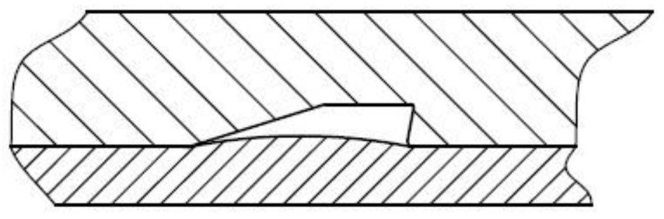 Pipe joint and connecting method for inducing cold flow through axial resultant force of asymmetric annular grooves