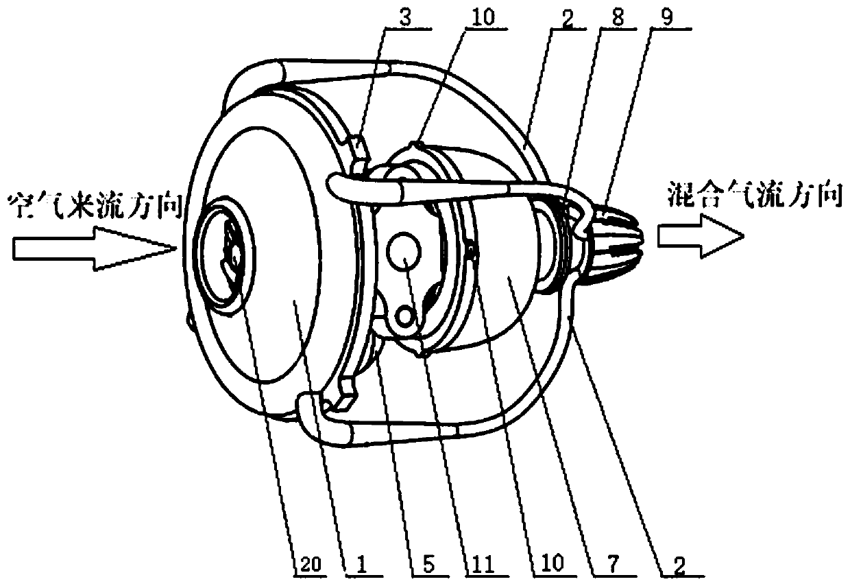 Device for providing air and rich combustion fuel gas and engine of deice