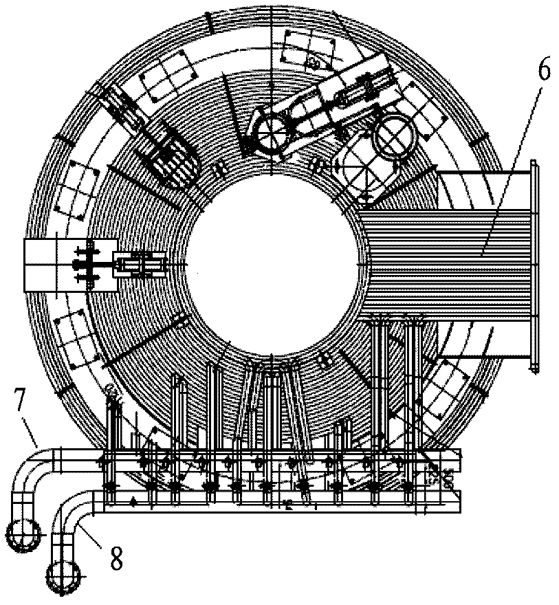 Water-cooled furnace lid for refined-smelting ladle furnace, and slag removal method of dust-proof flue of water-cooled furnace lid