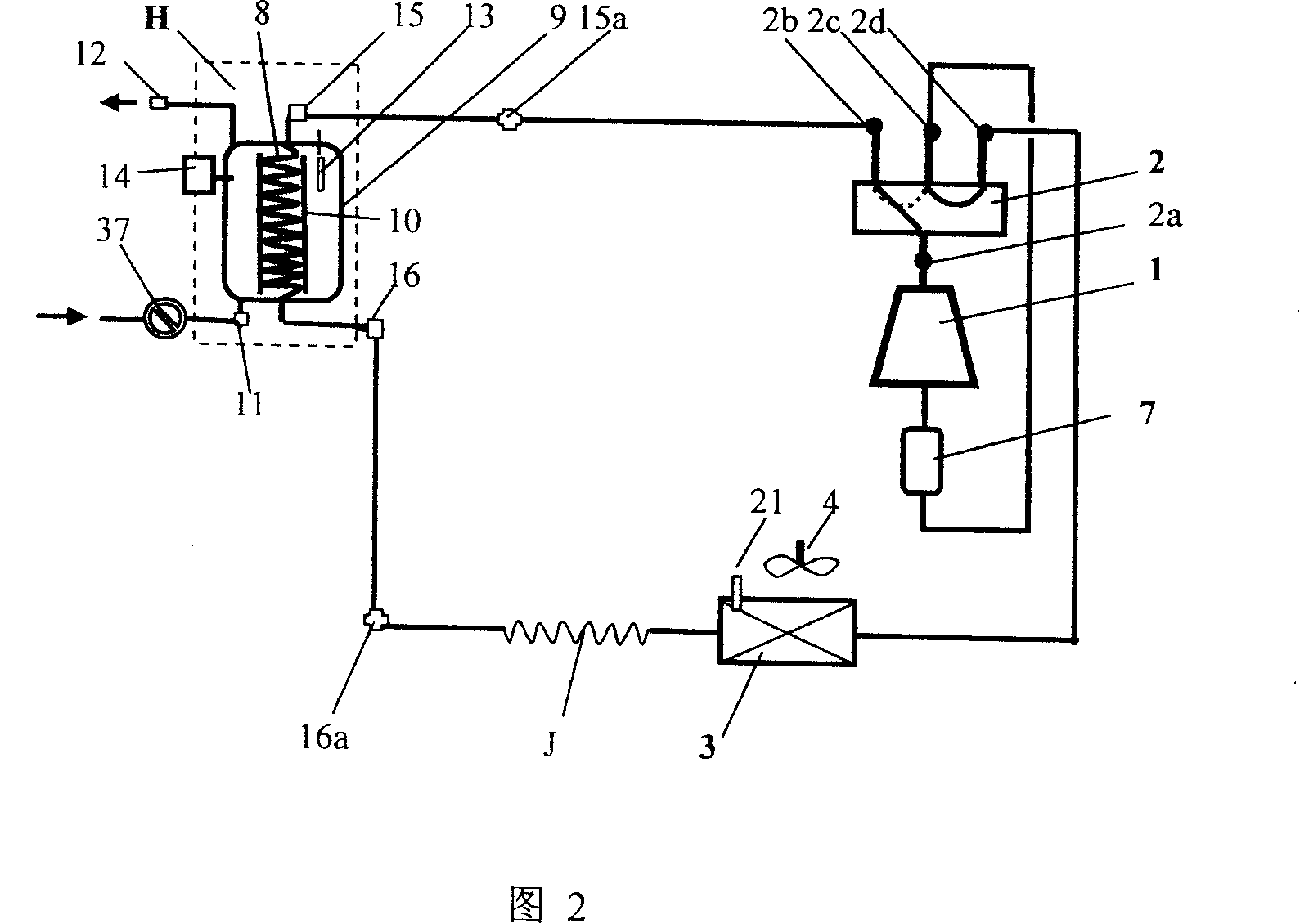 Heat pump hot water machine set of water-containing internal circulation heat-exchanging loop