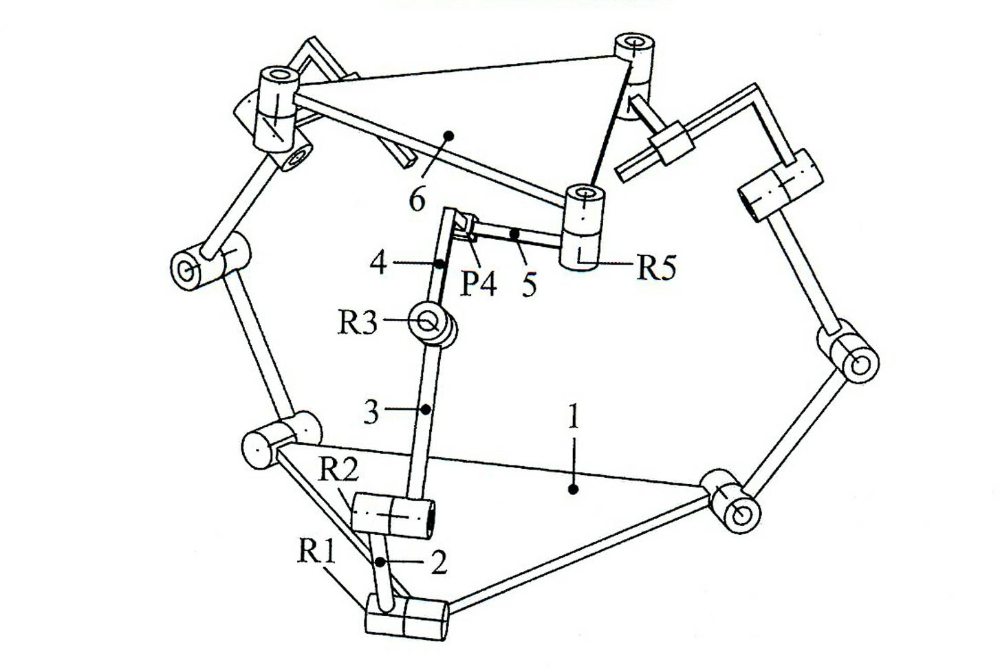 Non-concurrent axis symmetric two-rotation one-movement parallel mechanism with two-degree of freedom planar subchains