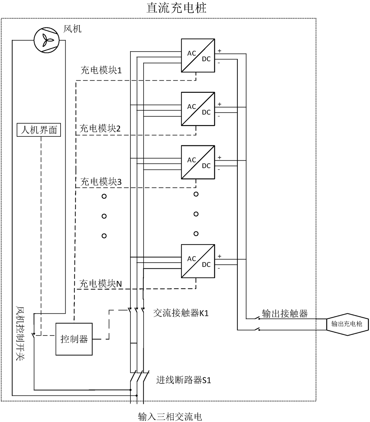 Energy-saving direct current charging pile and charging method