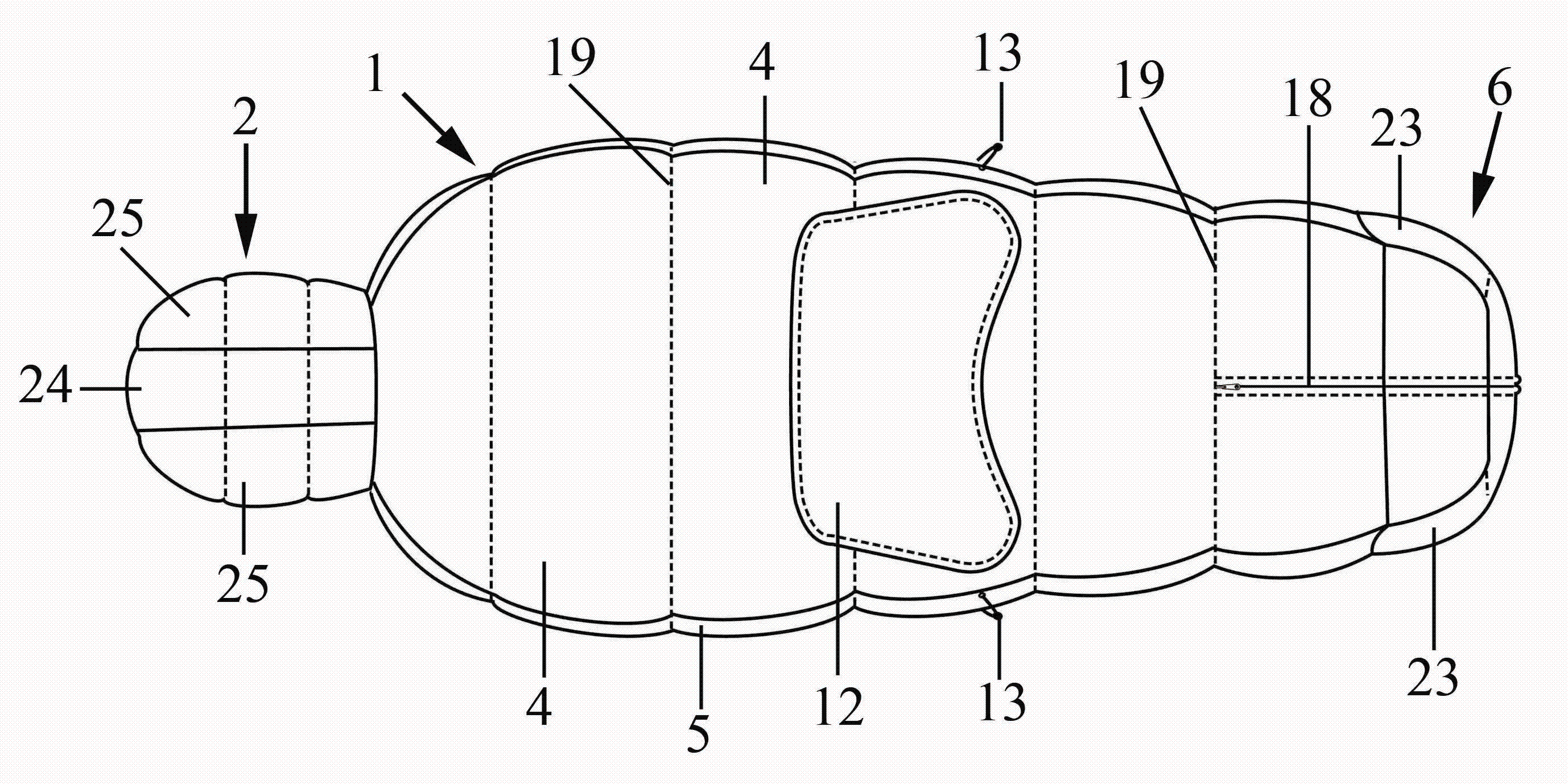 Walk sleeping bag and manufacture method