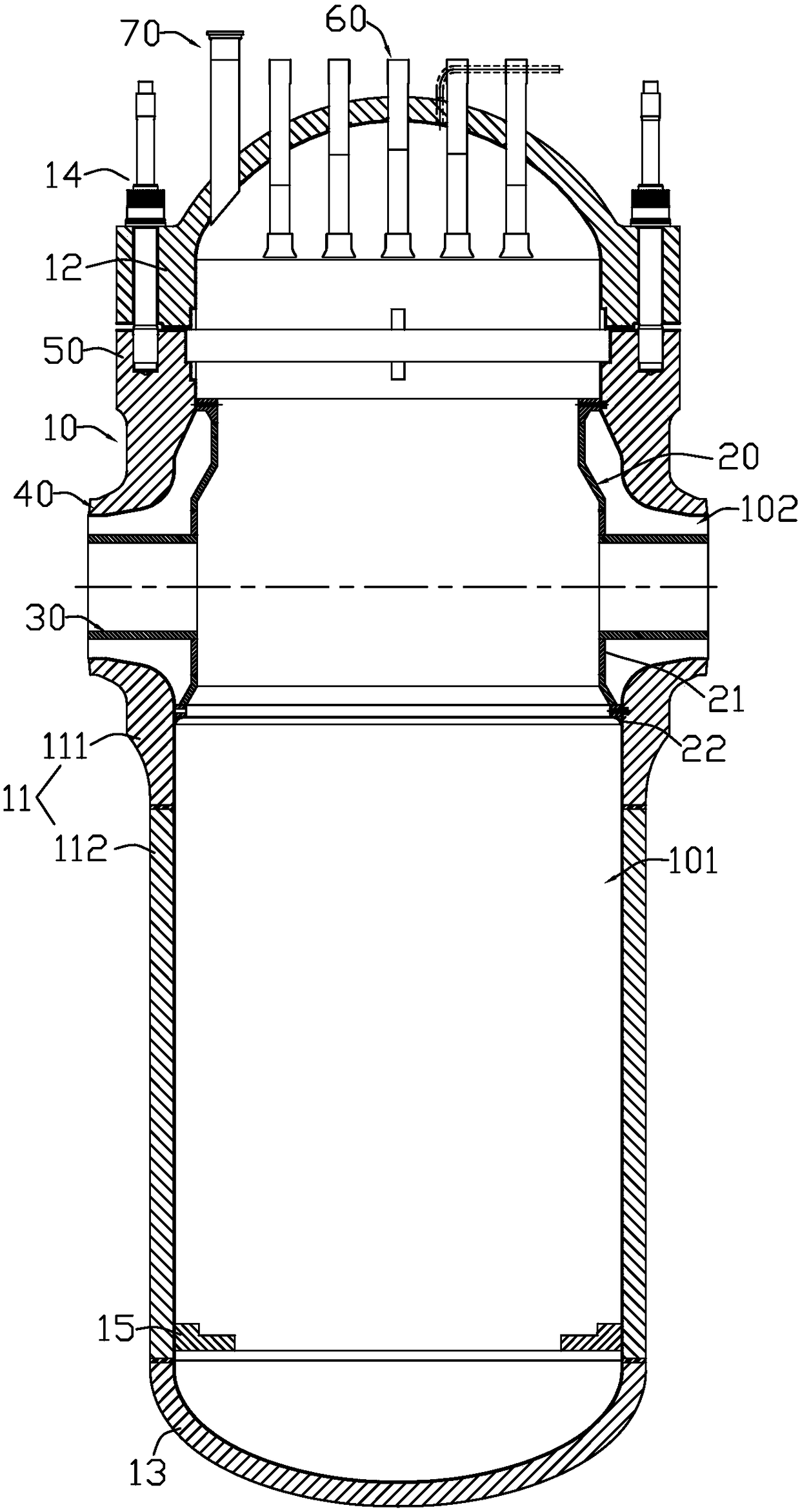 Reactor pressure container and working method thereof