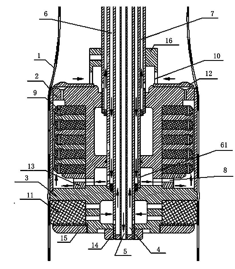 Film pipe internal circulation water cooling device of film blowing machine