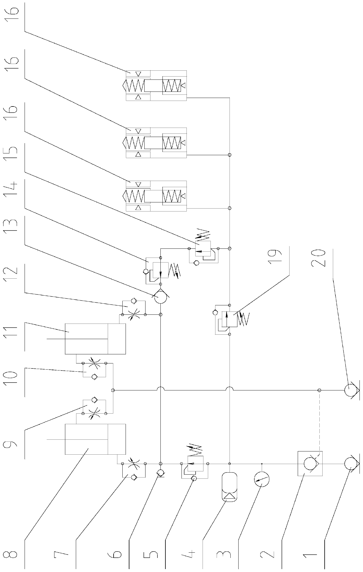 Hydraulic control system capable of achieving pre-pressing and main-pressing of clamp