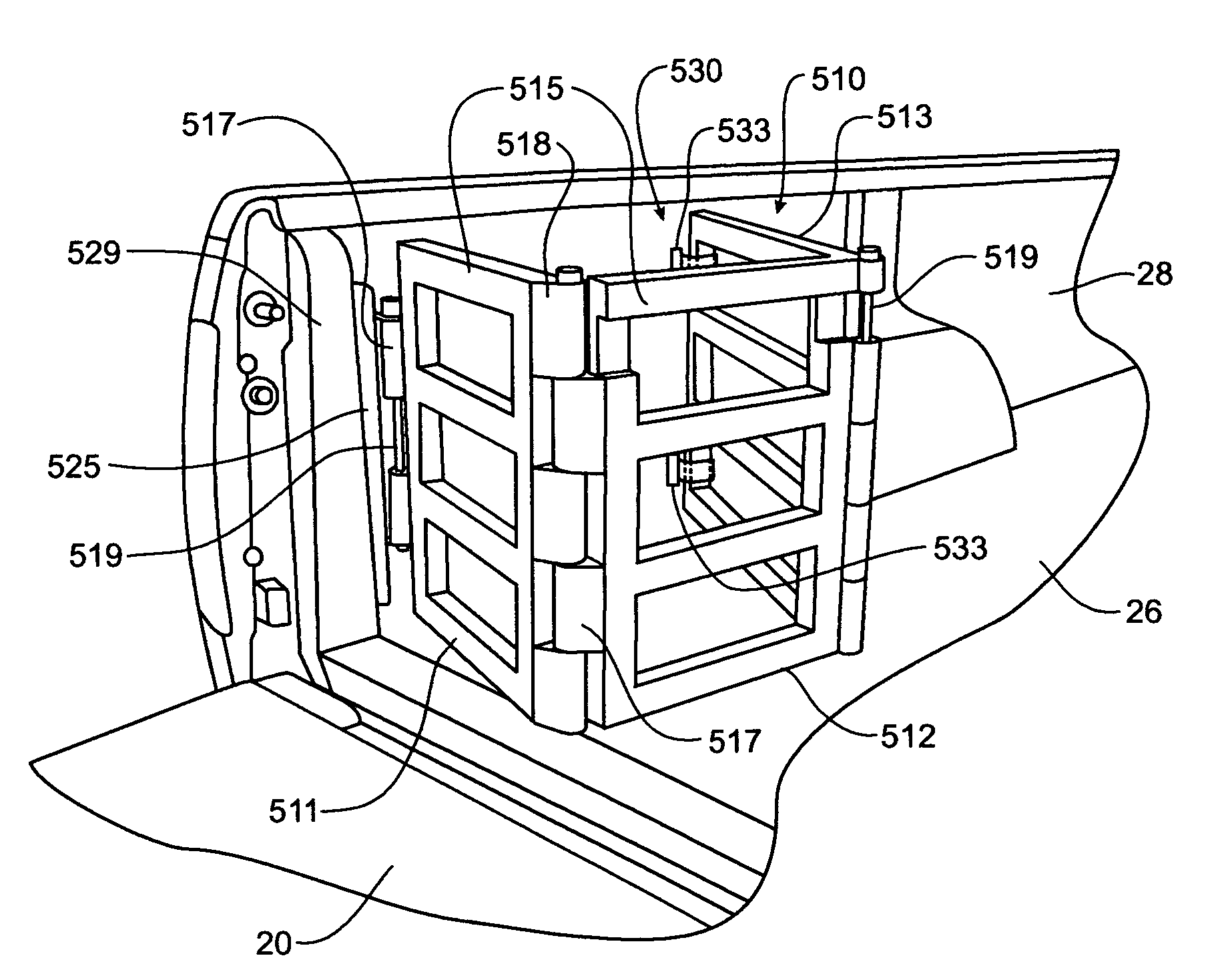 Configurable pivoting cage cargo retainer