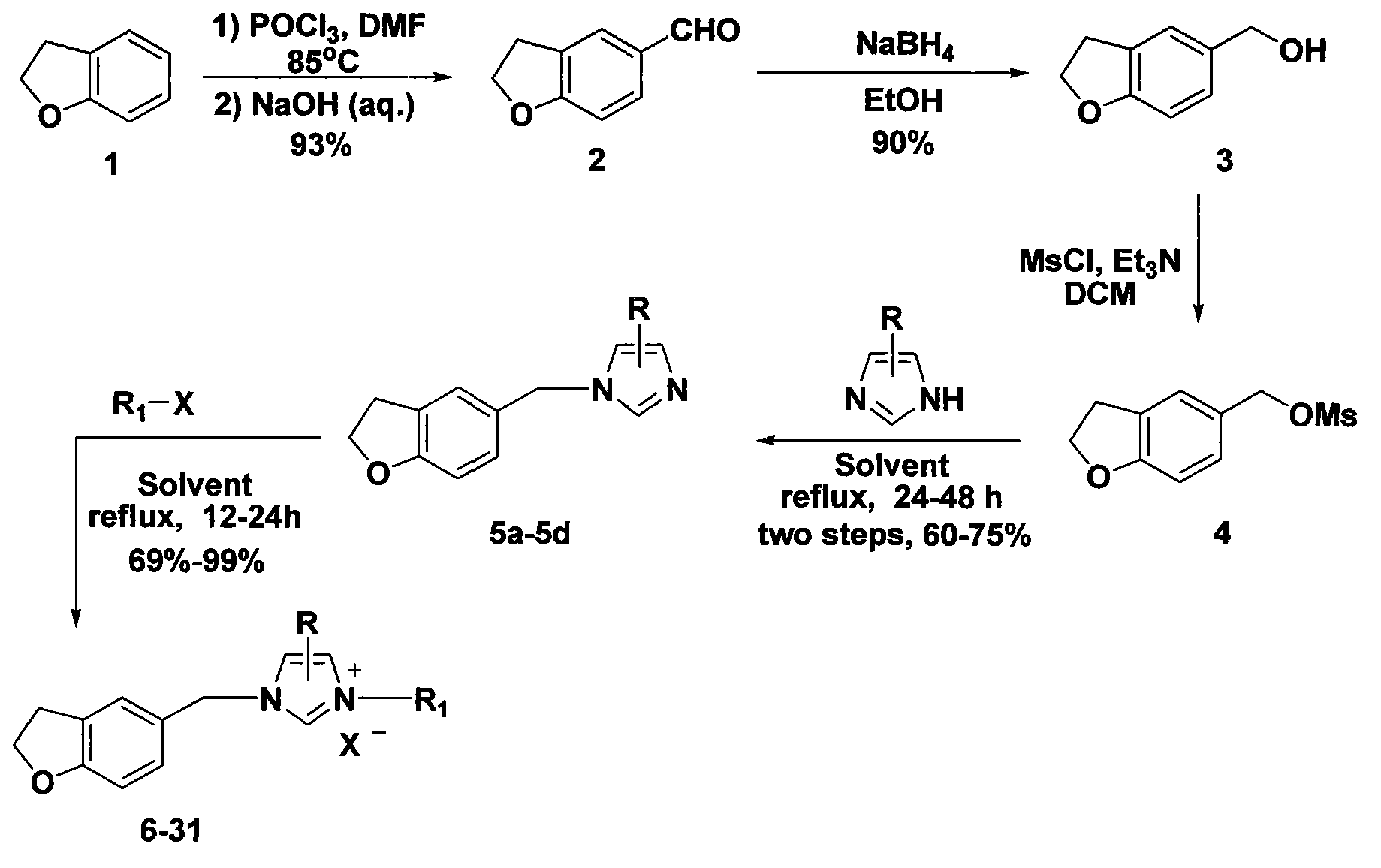 5-substituted dihydrobenzofuran-imidazolium salt compound and preparation method thereof