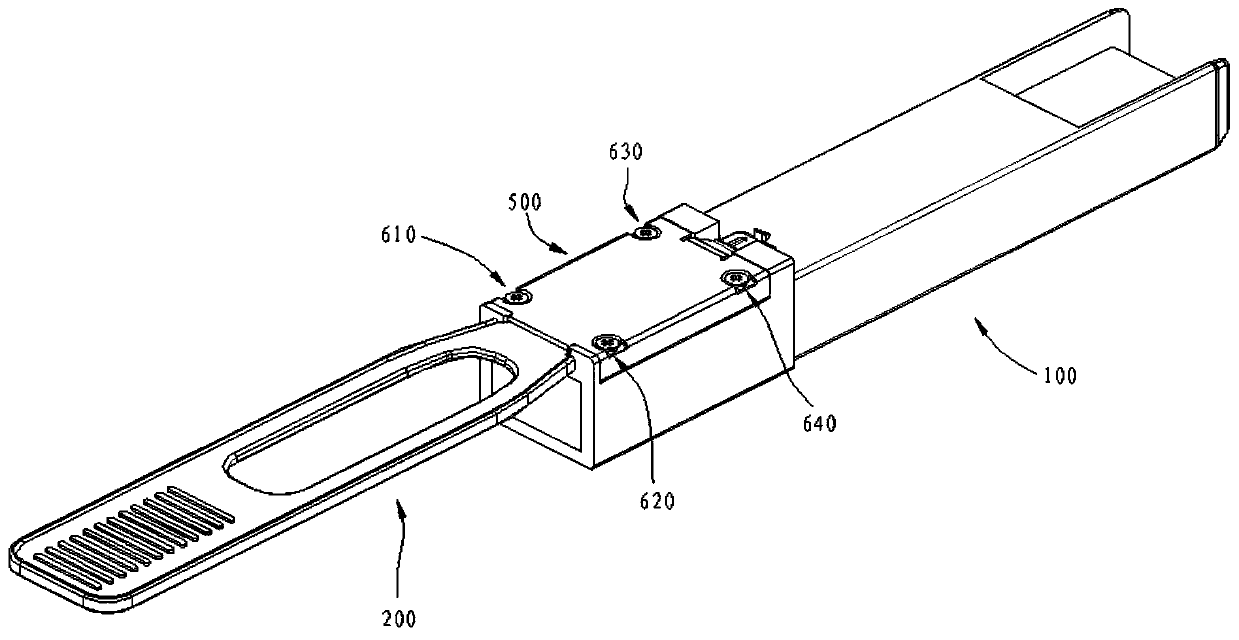 Long handle module mounting and unloading device