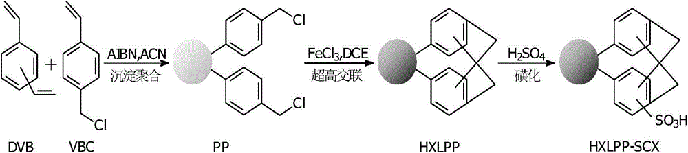 Sulfonyl modified strong cationic hypercrosslinked resin and preparation method thereof