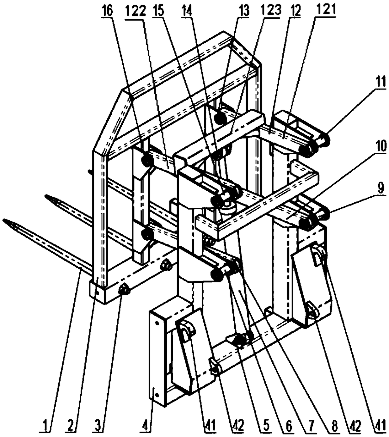 Liftable bale fork fast to replace