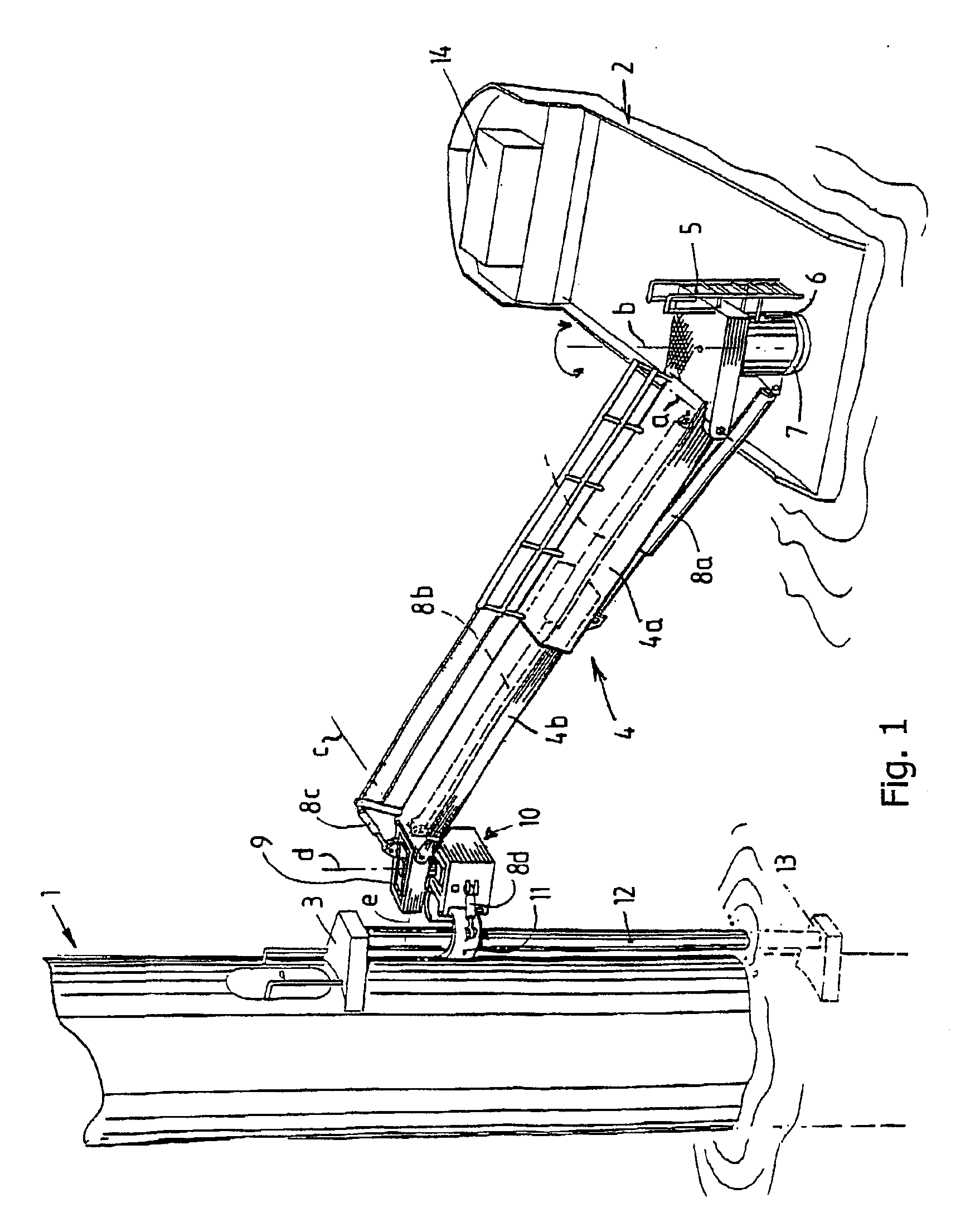 Vessel, provided with a gang plank for coupling to an offshore pole structure