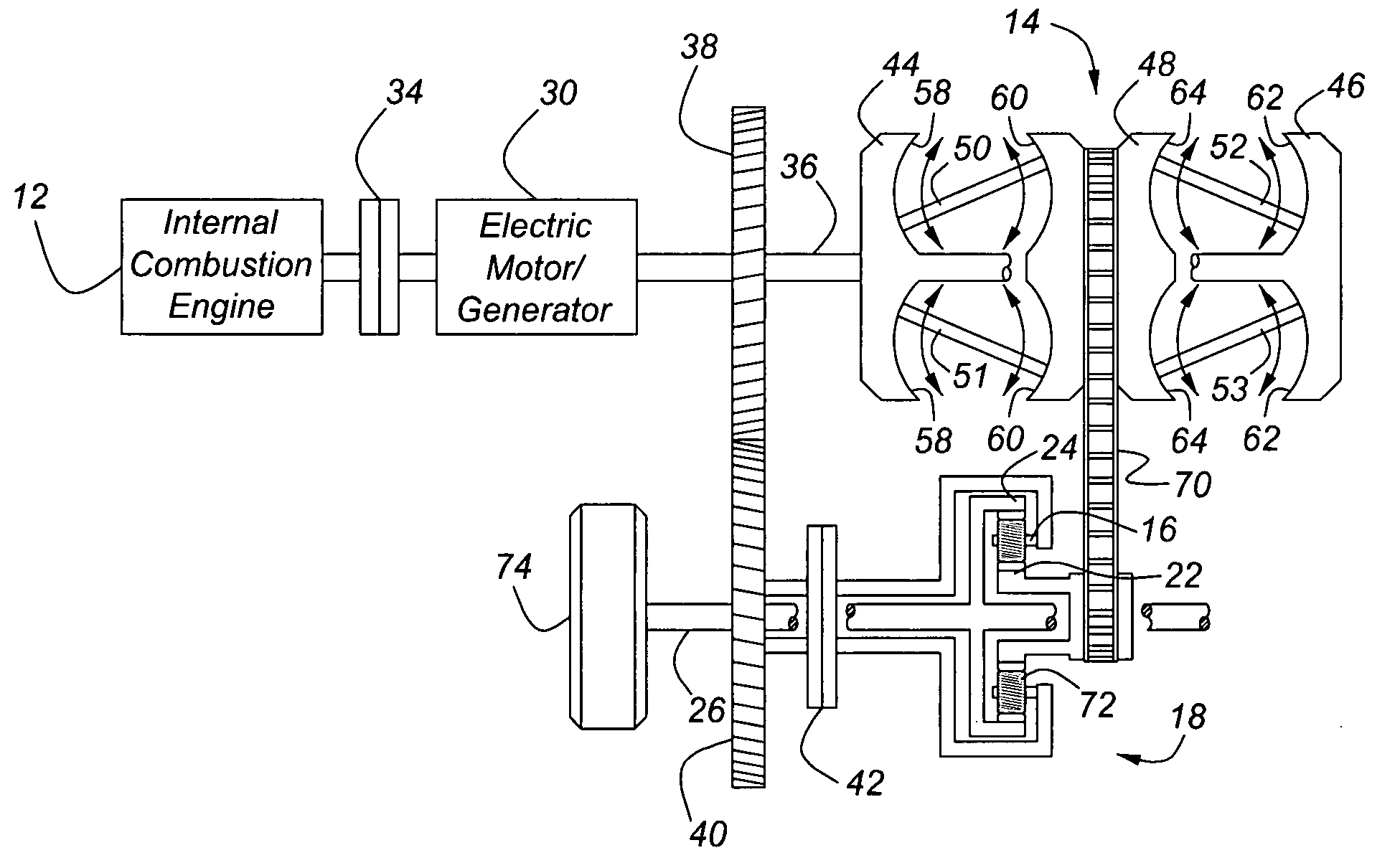 Electric and hybrid electric powertrain for motor vehicles