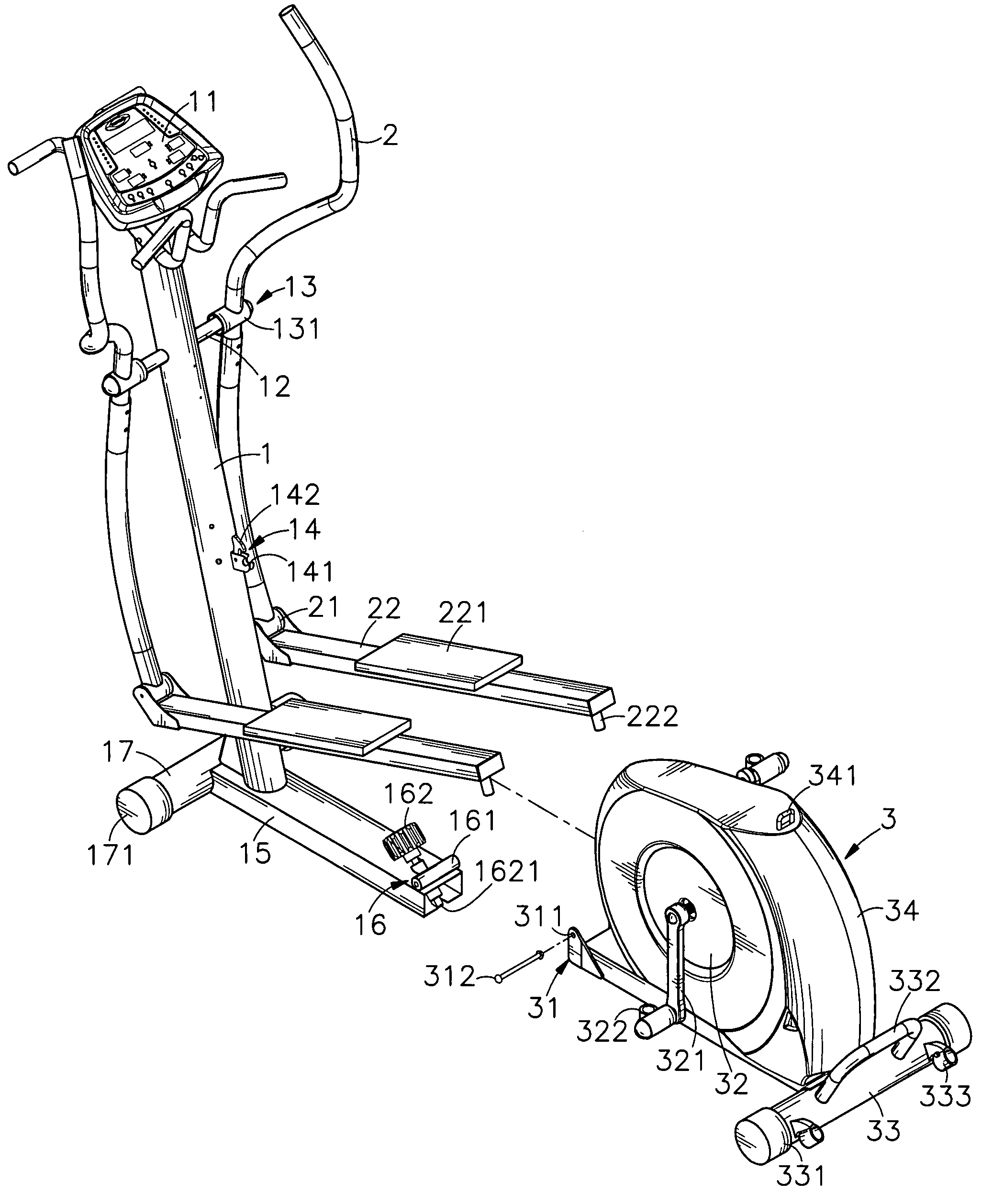 Folding exercising machine