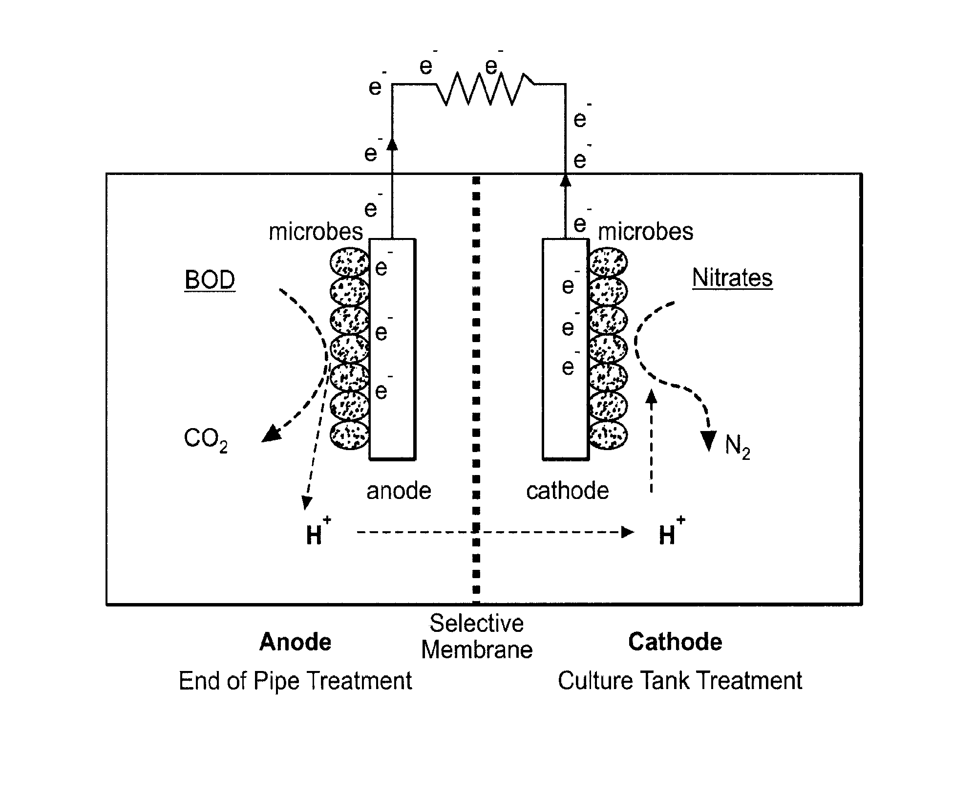 Denitrification and ph control using bio-electrochemical systems