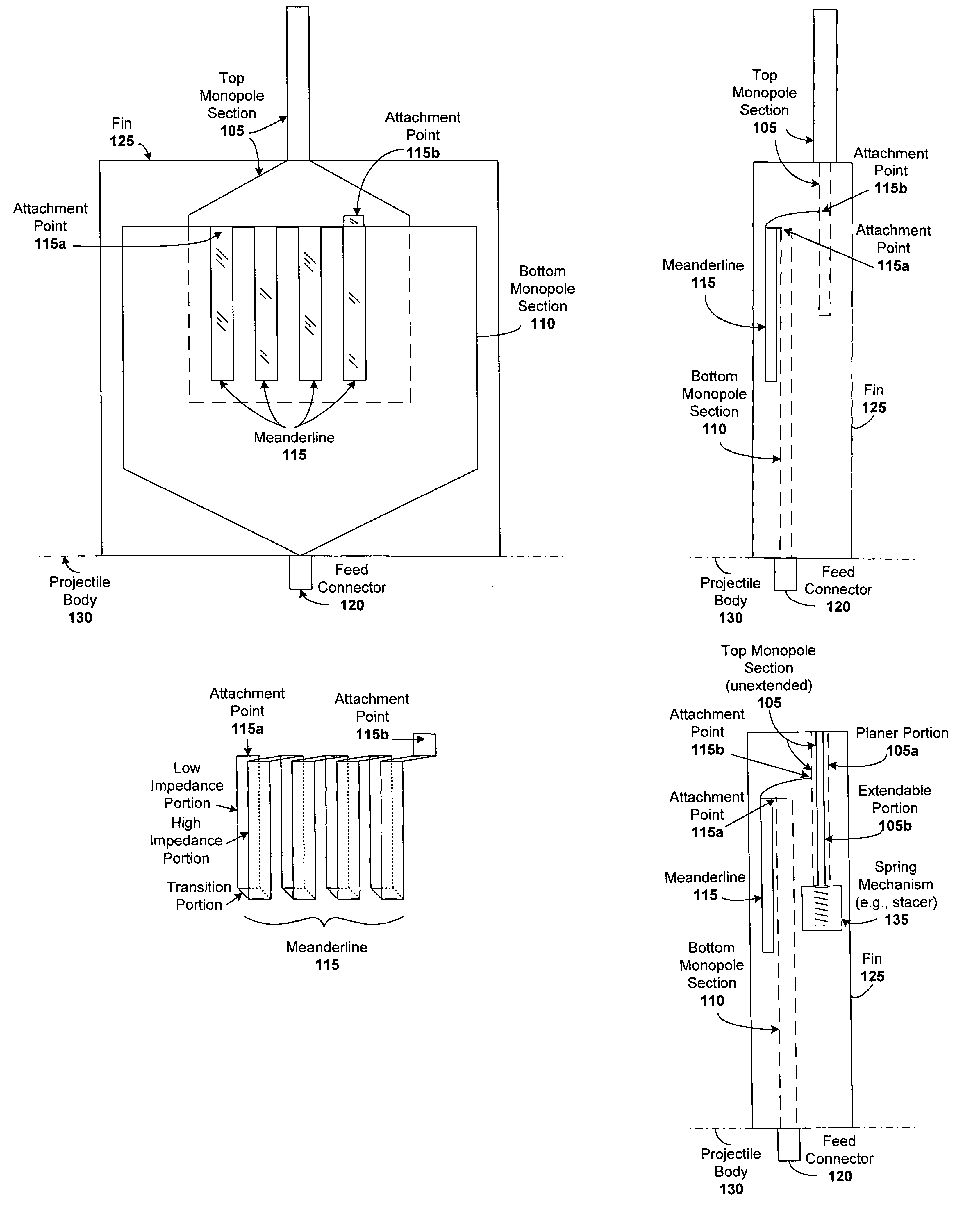 Miniature multi-band, electrically folded, monopole antenna