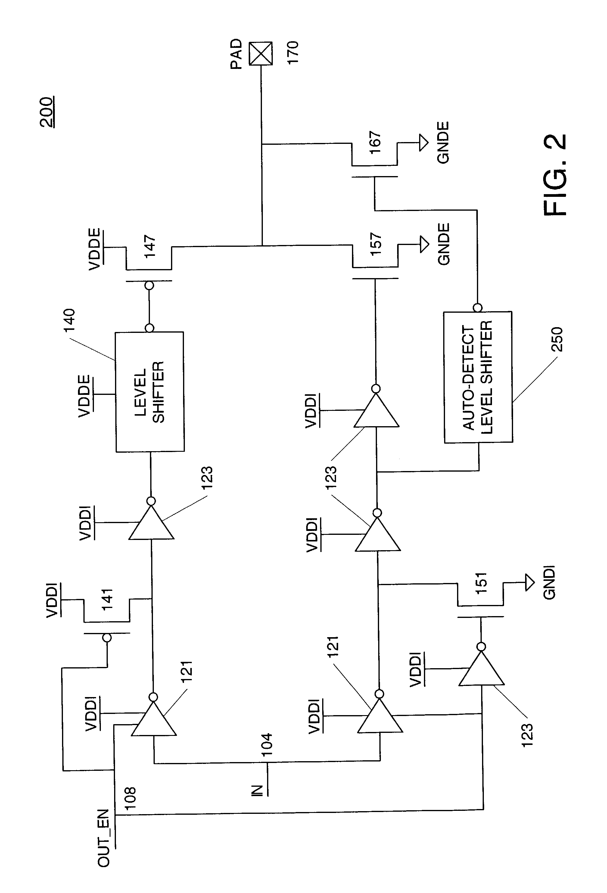 Auto-detect level shifter for multiple output voltage standards