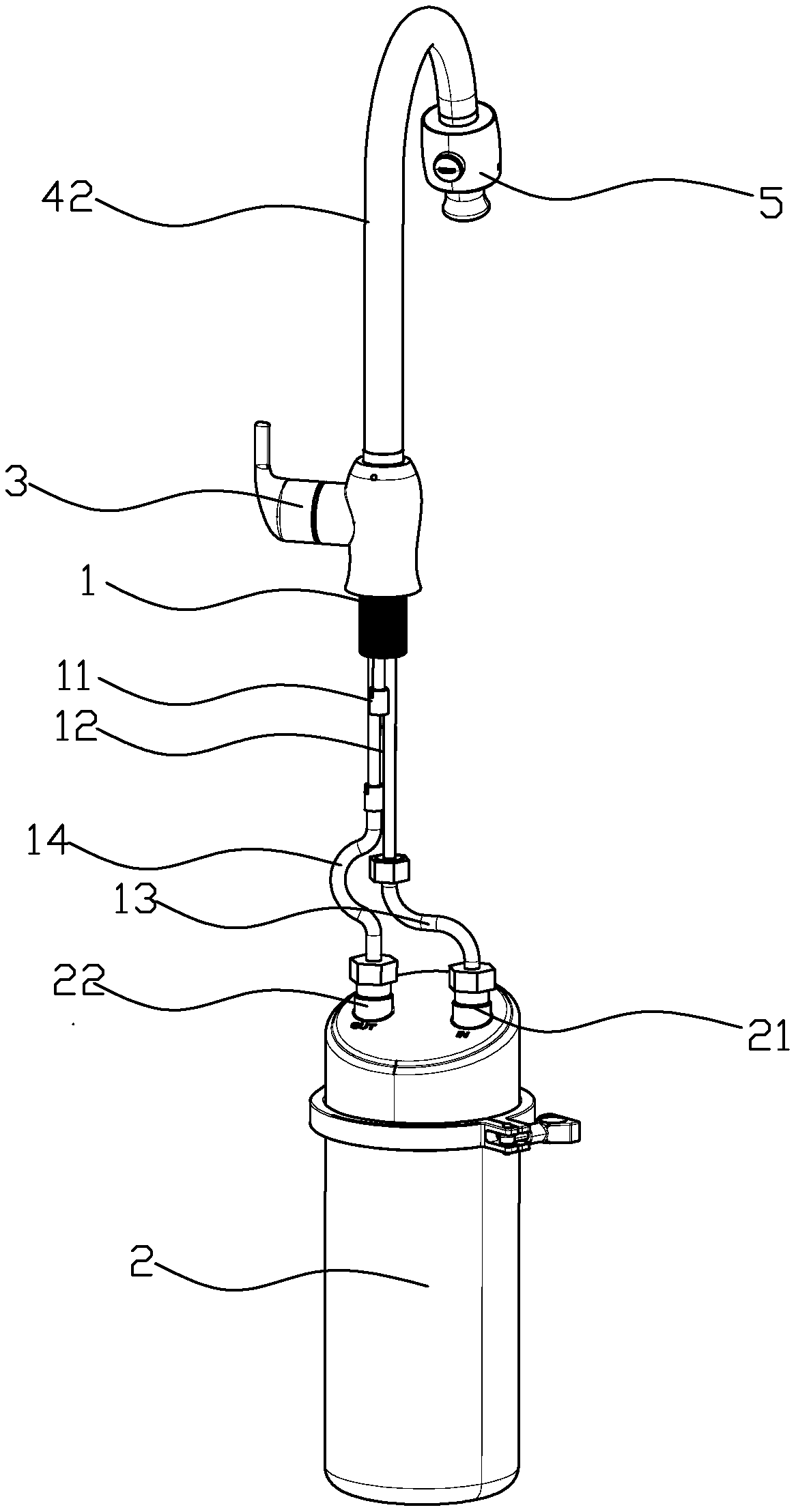 Water purification three-joint single-valve intelligent water treatment faucet below kitchen table