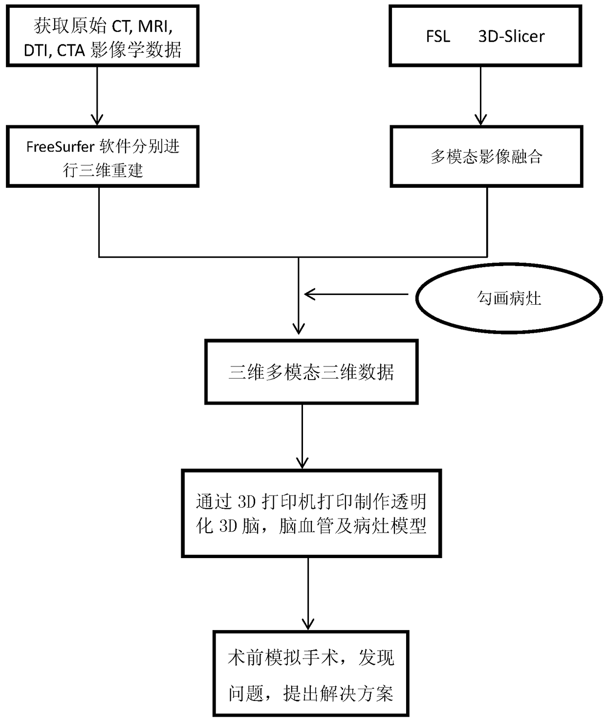 Cerebral cortex structure, cerebral blood vessel, intracerebral lesion 3D printing model and preparation method thereof