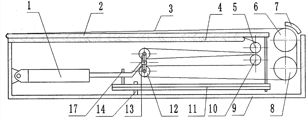 Full-cloth-width patient transferring bed surface and motion control structure thereof