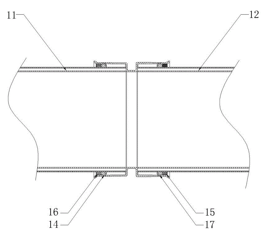 Hollow wall winding pipe connecting structure