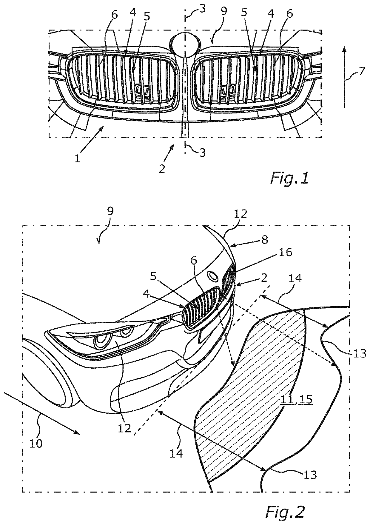 Trim Element for a Motor Vehicle Front End Having an Illumination Device