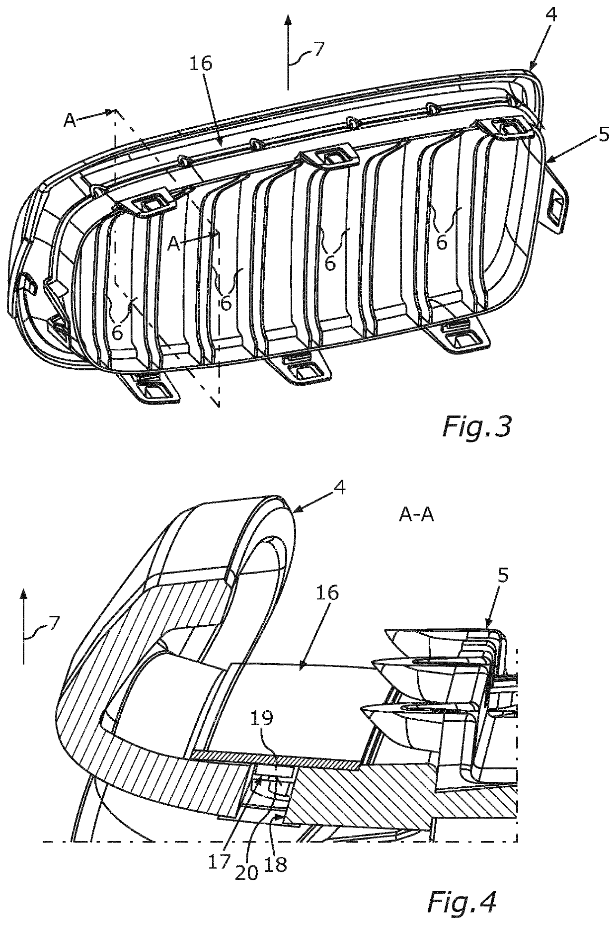 Trim Element for a Motor Vehicle Front End Having an Illumination Device