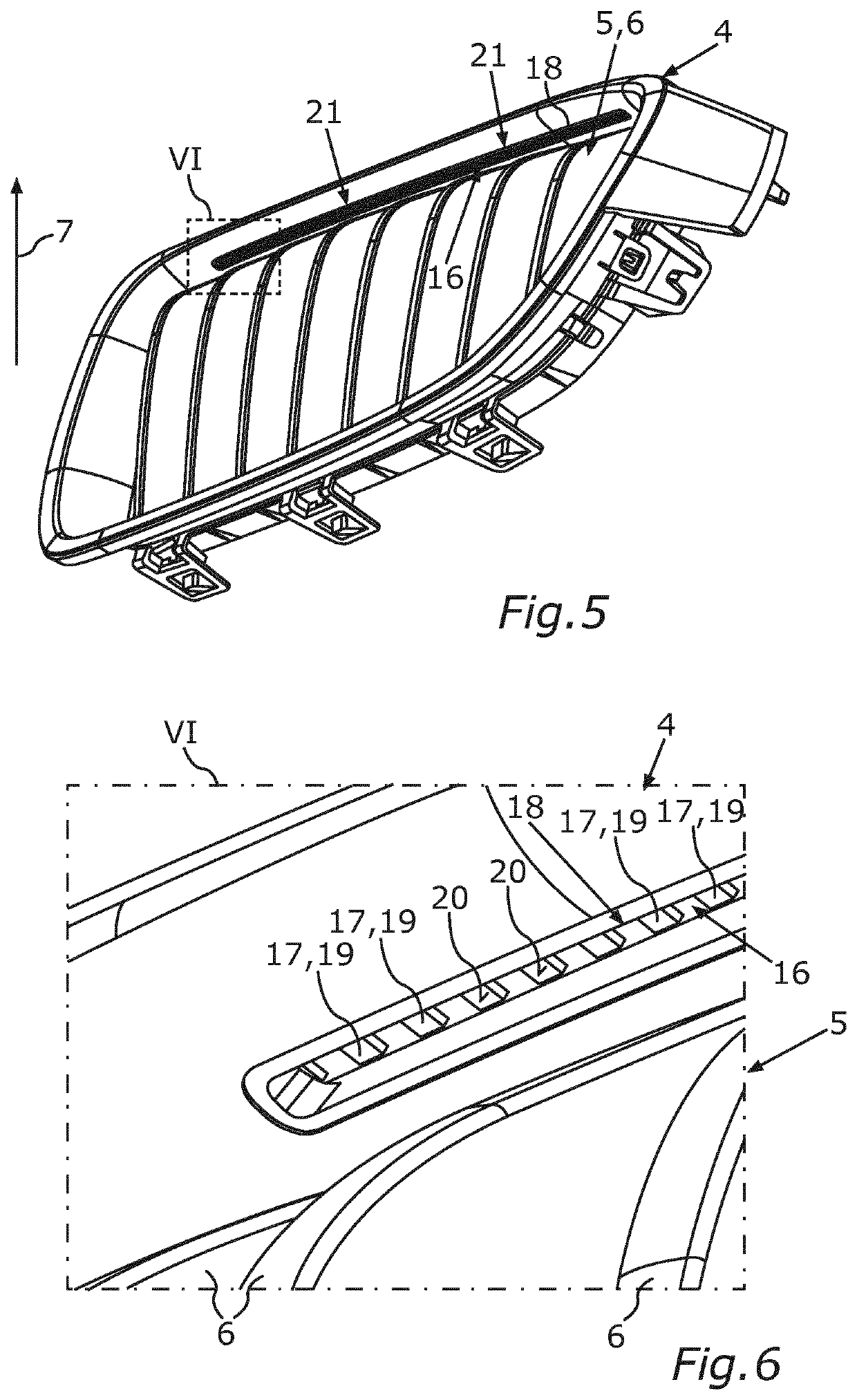 Trim Element for a Motor Vehicle Front End Having an Illumination Device