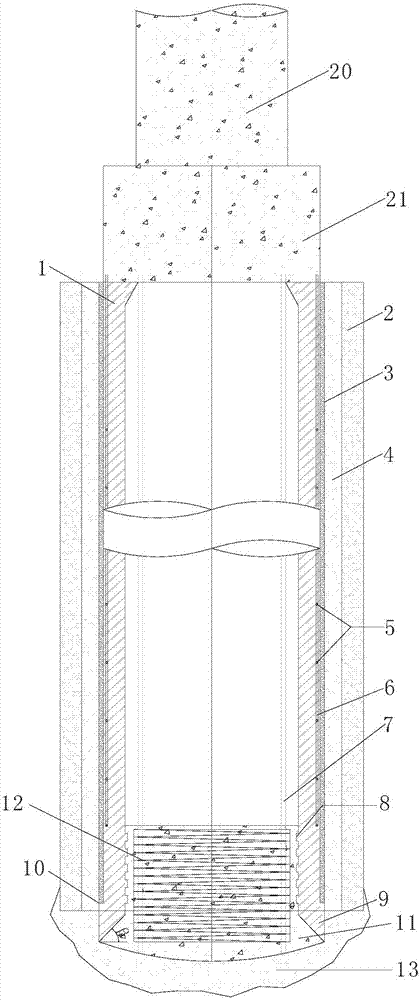 Super large diameter, hollow, independent and composite pile foundation and construction method thereof