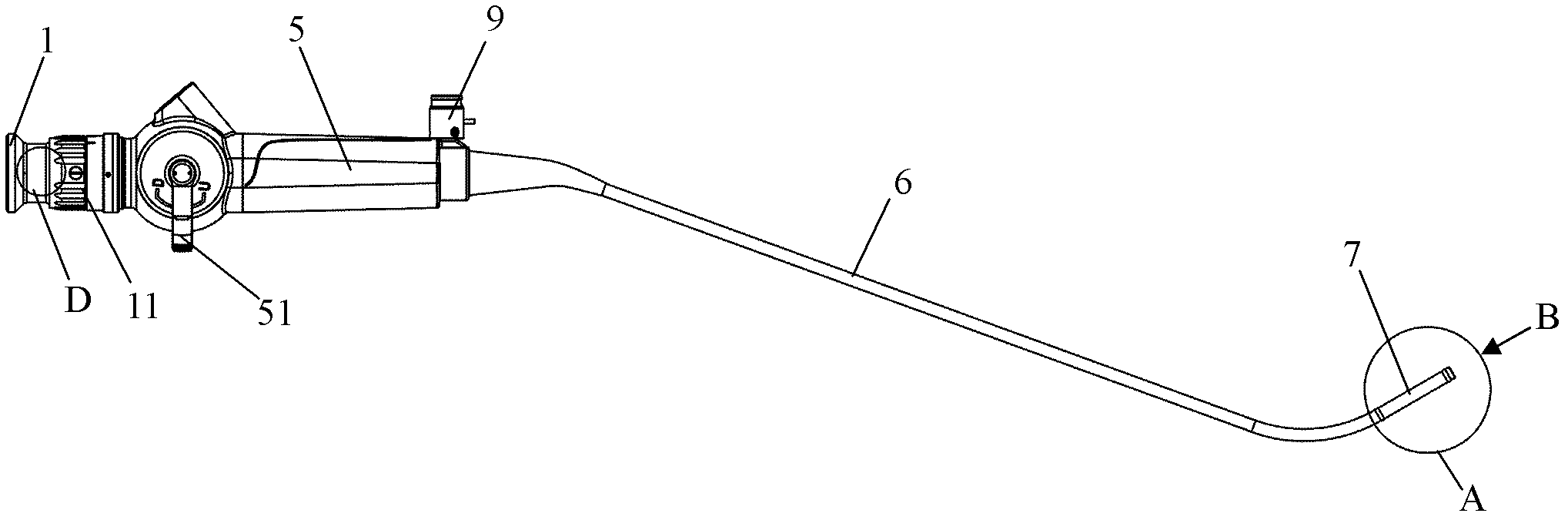 Hard intubation endoscope with adjustable front-end angle