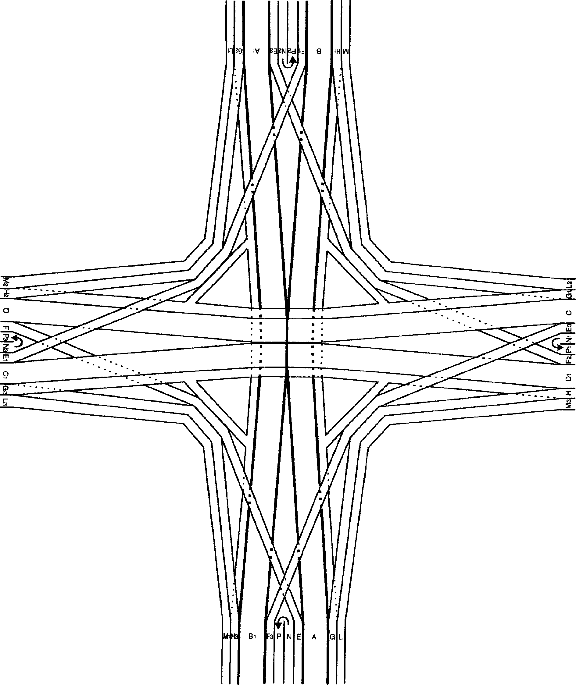 Direction unrestrained viaduct without crossing point and conflict point and capable of high speed running