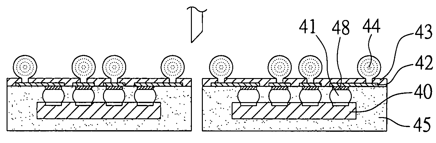 Chip scale package structure with metal pads exposed from an encapsulant