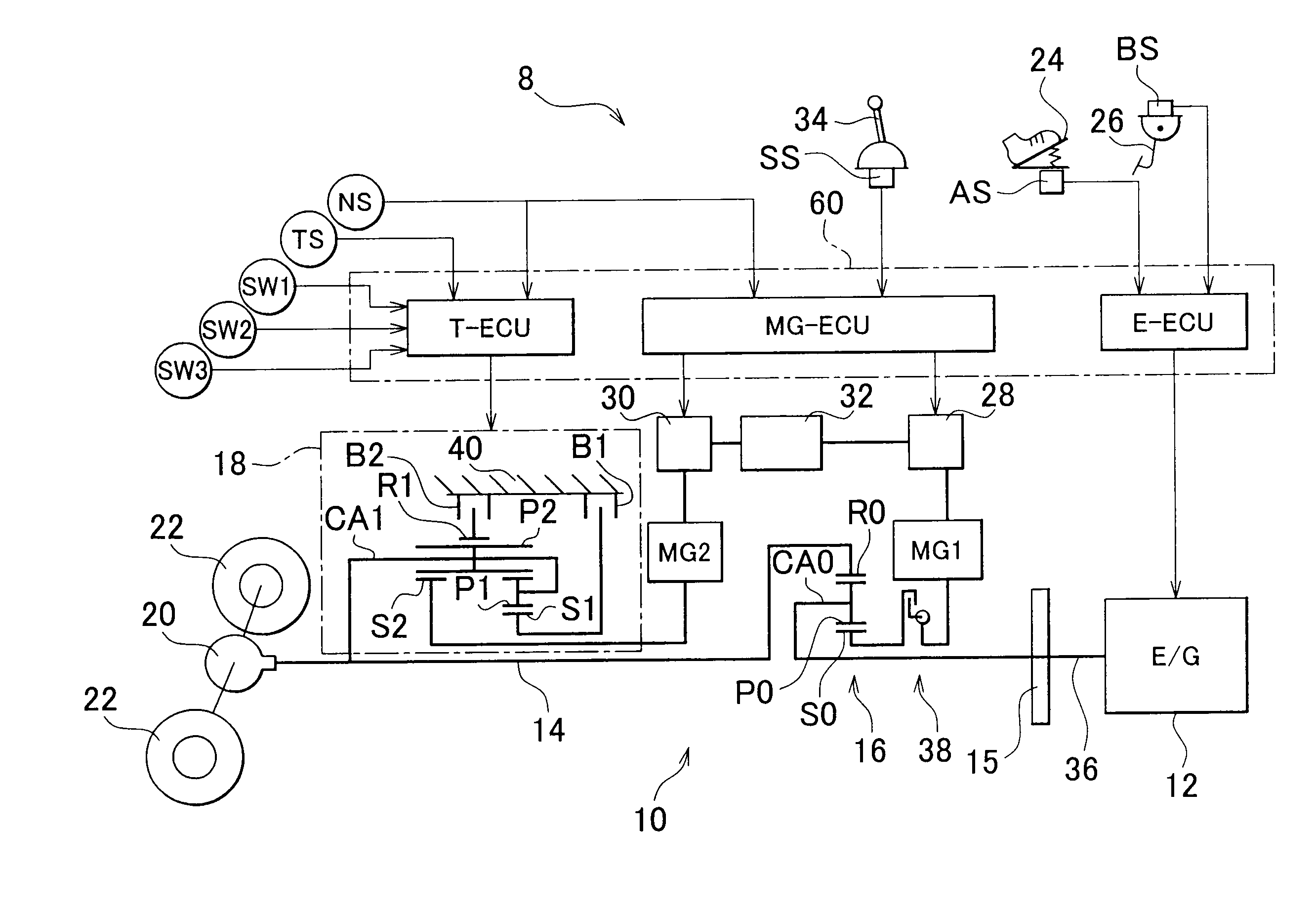 Hybrid vehicle power transmission device and hybrid vehicle