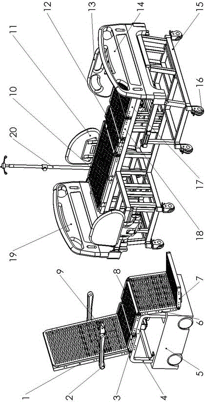 A split robot nursing bed with rehabilitation training function