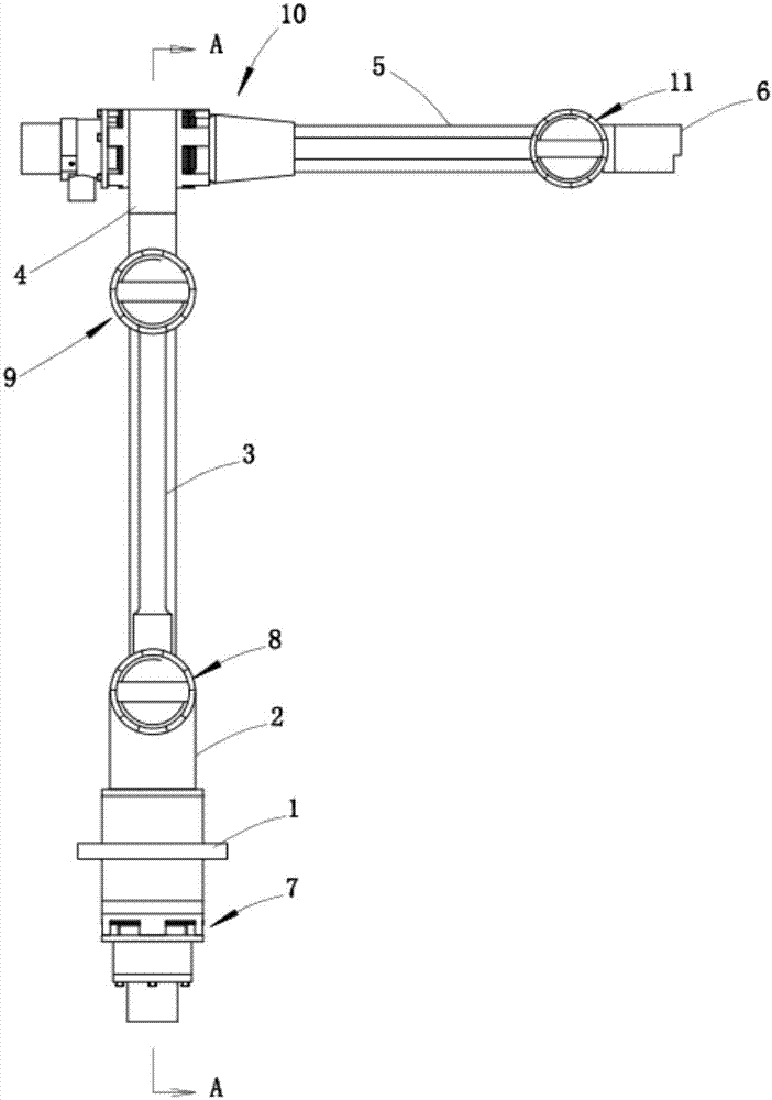 Space five-degree-of-freedom mechanical arm