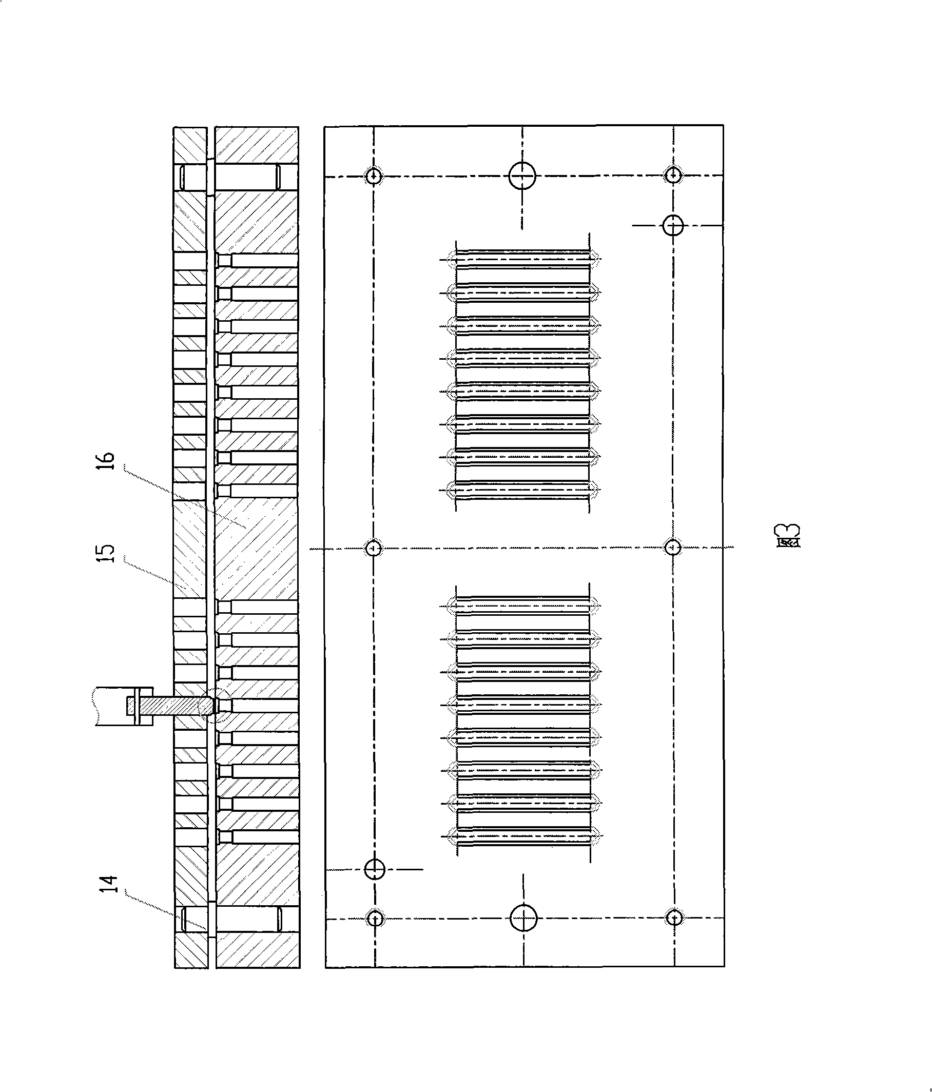 Forming die of porous flanging stamping procedure and forming method thereof