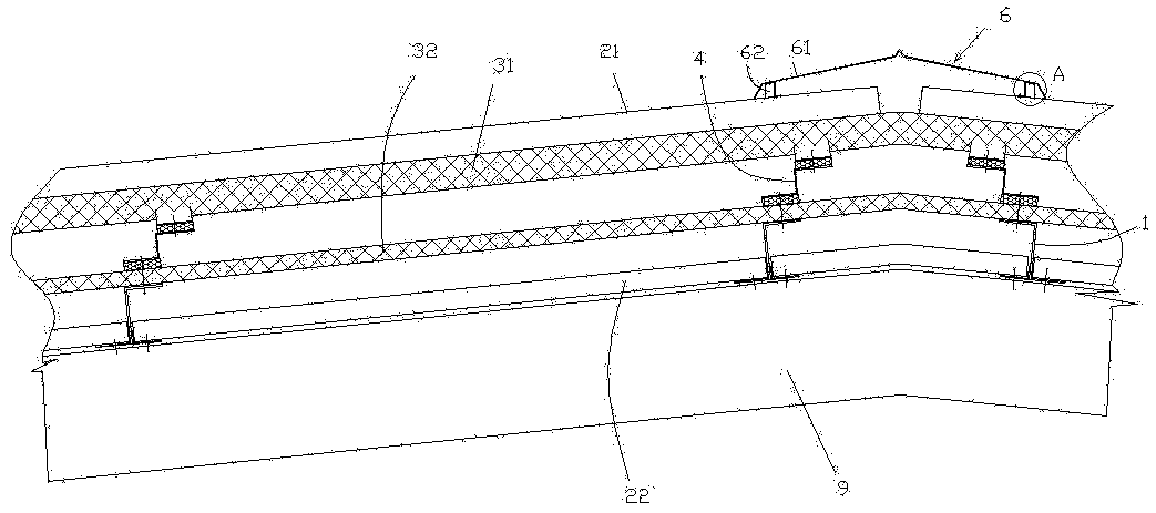 Waterproof heat insulation structure for steel-structure roof