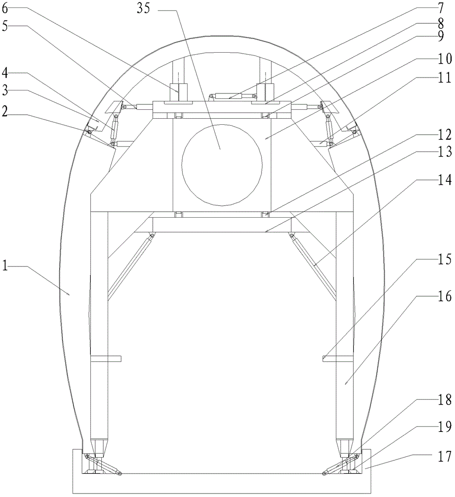 Hollow needle beam lining trolley