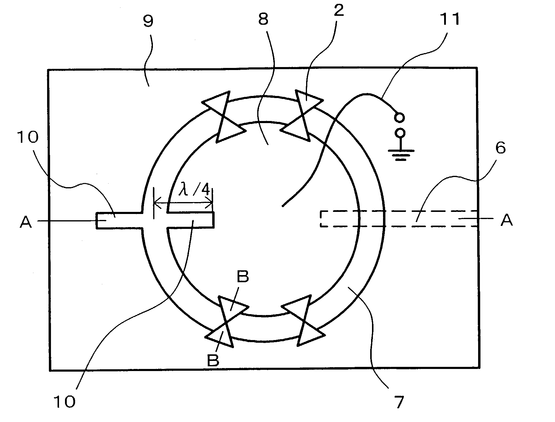 Slot line based high frequency oscillator using two-port element