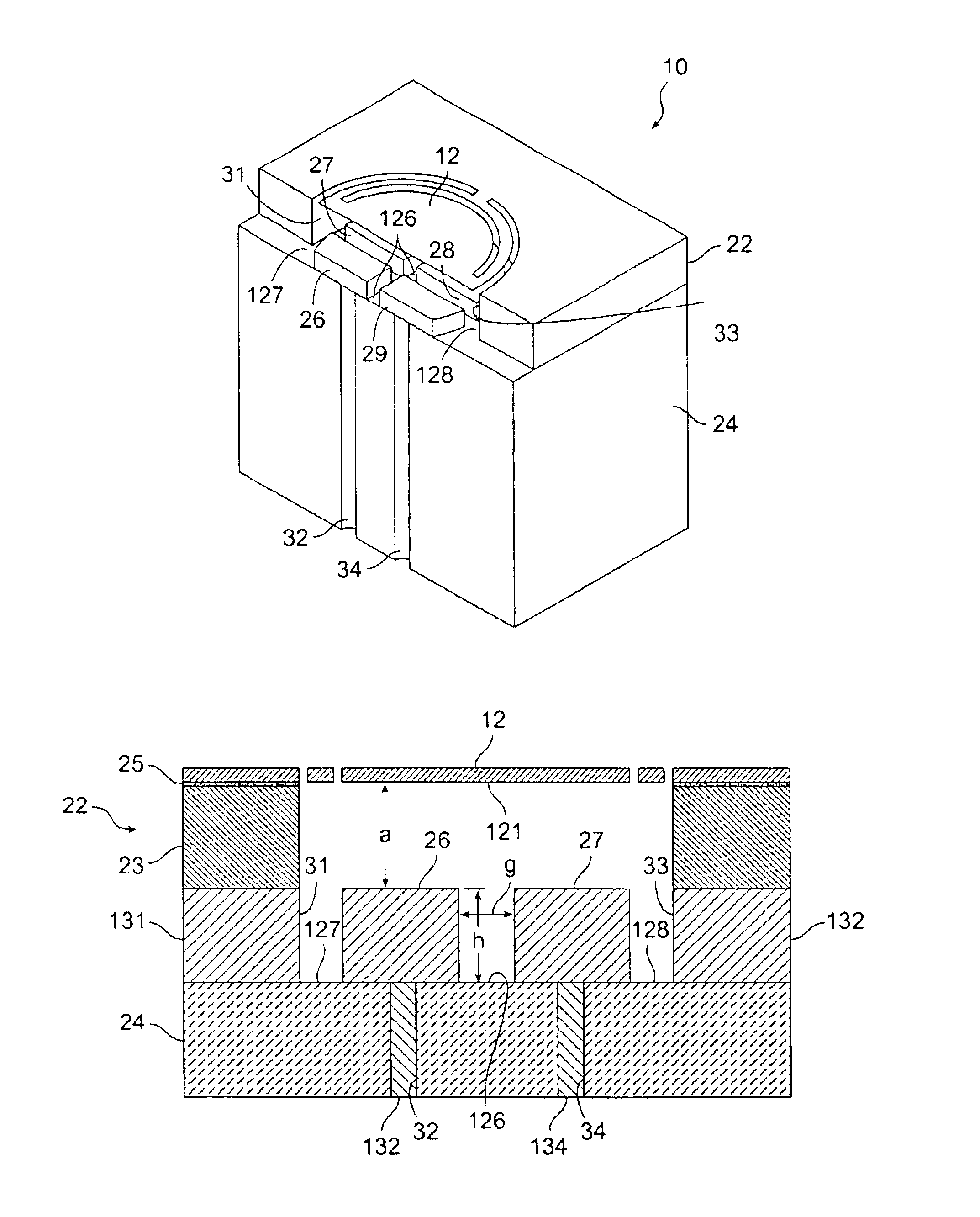 MEMS structure with raised electrodes