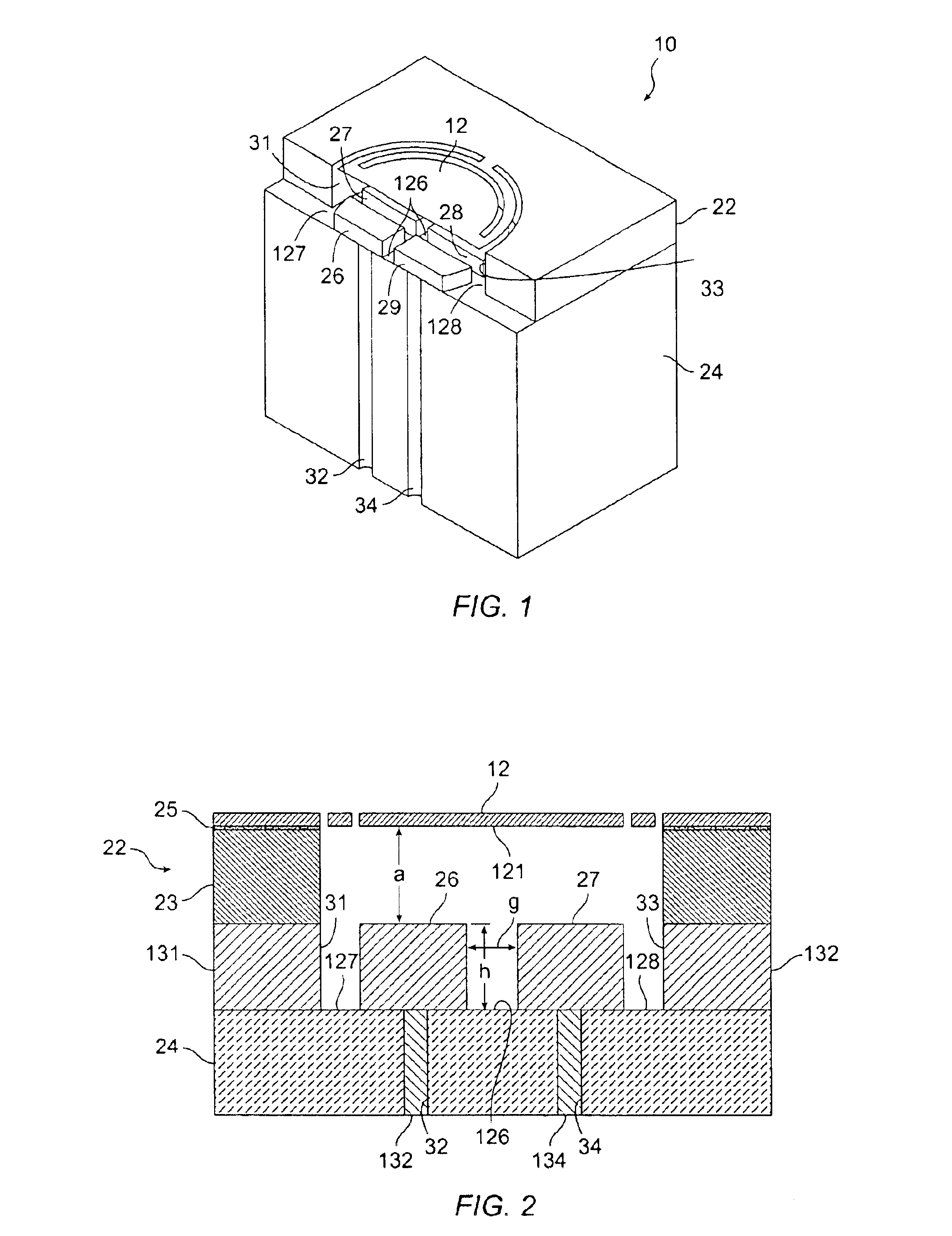 MEMS structure with raised electrodes