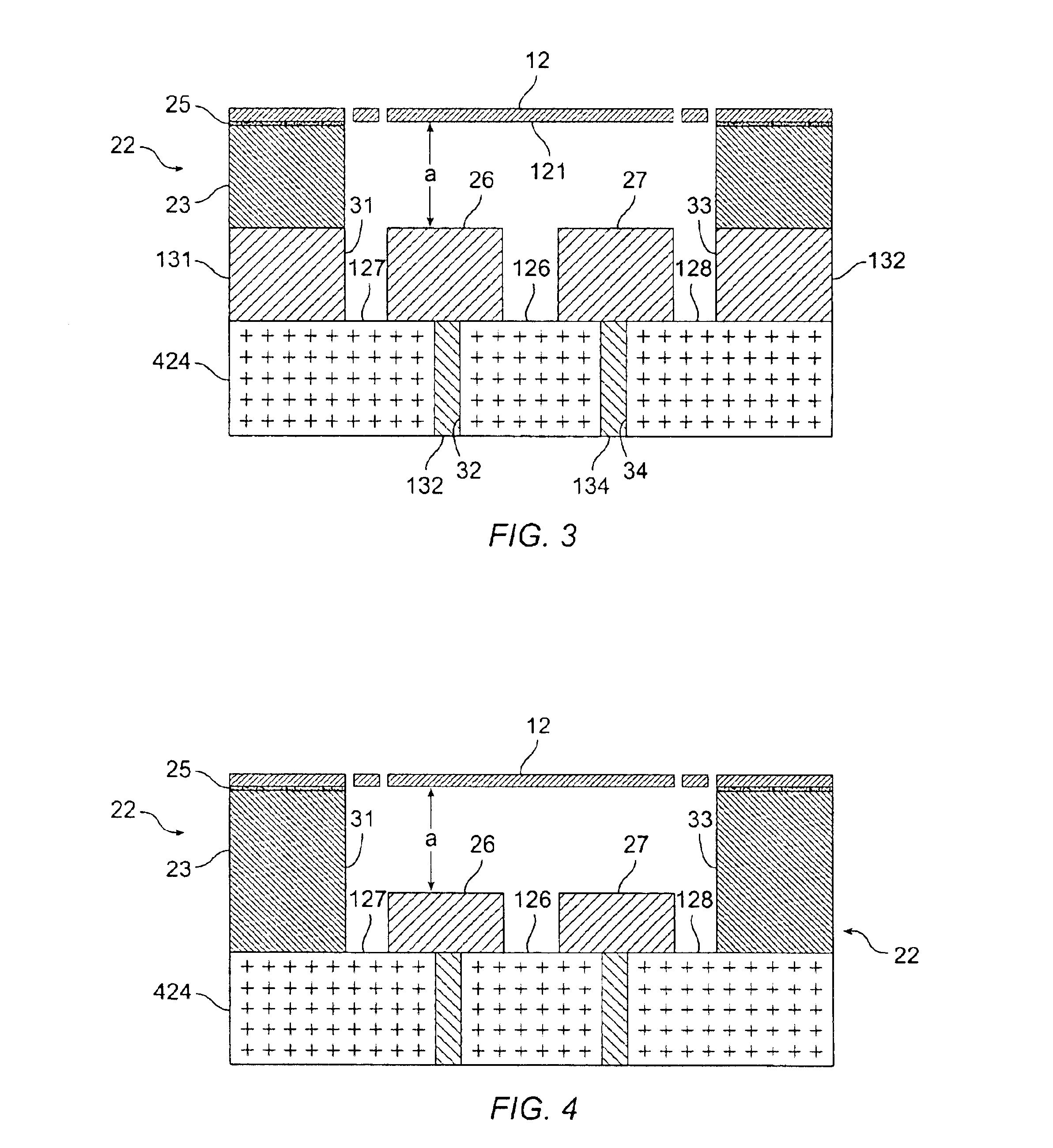 MEMS structure with raised electrodes