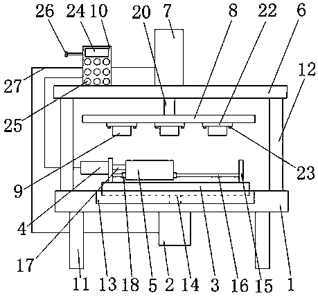 Multi-station embossing device for drive axle spring plate base upper plates