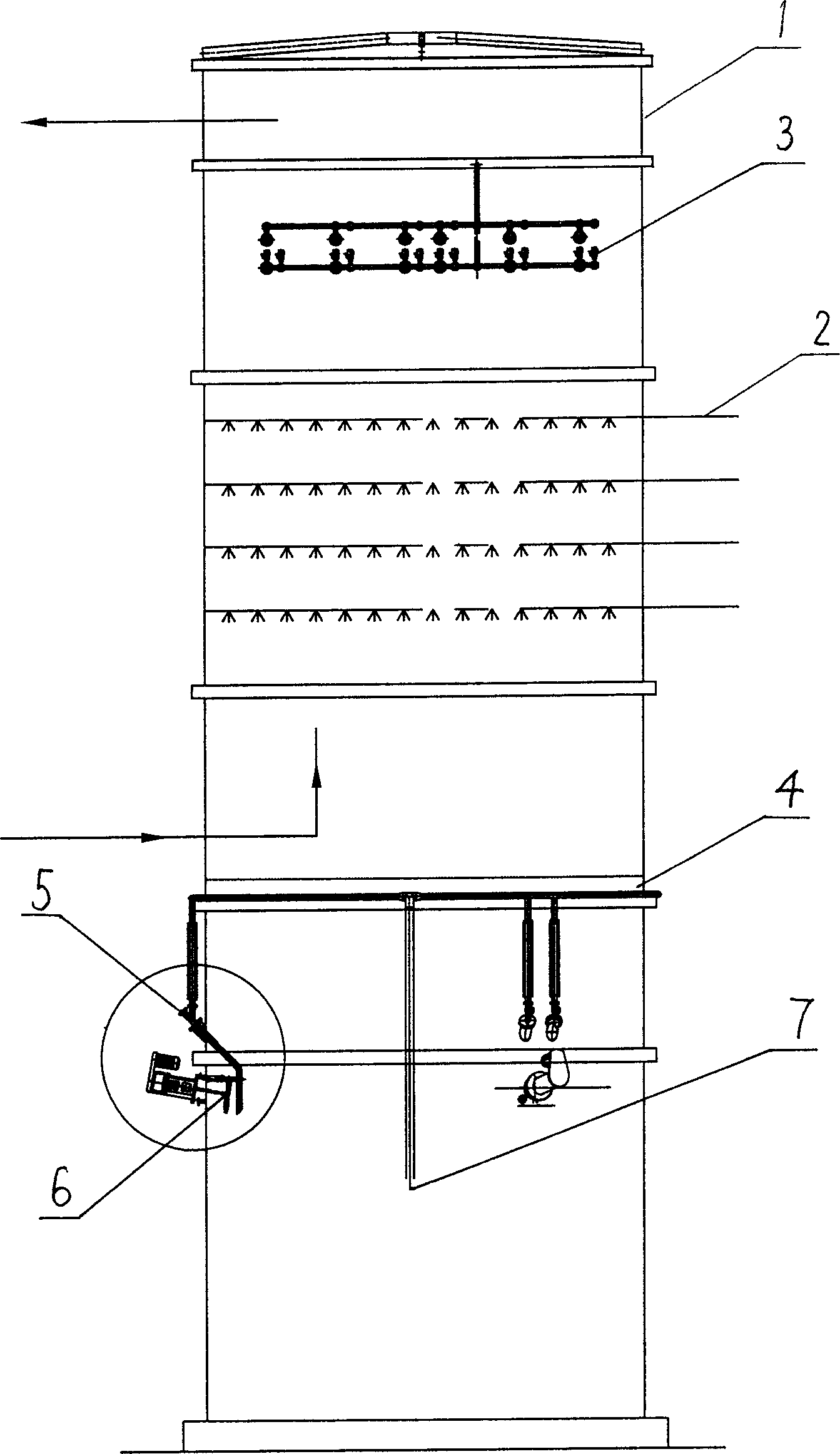 Forced oxidizing method and its device for smoke desulfurizing intermediate product-calcium sulfite