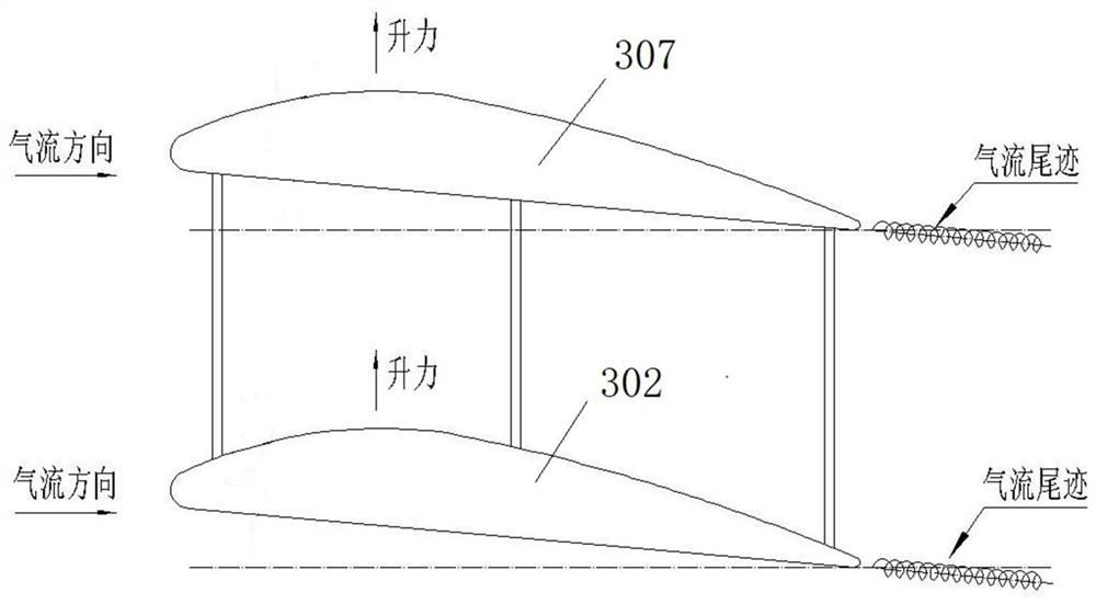 Aerodynamic force suspension double-wing type connector and turbine rotor of vertical axis wind turbine