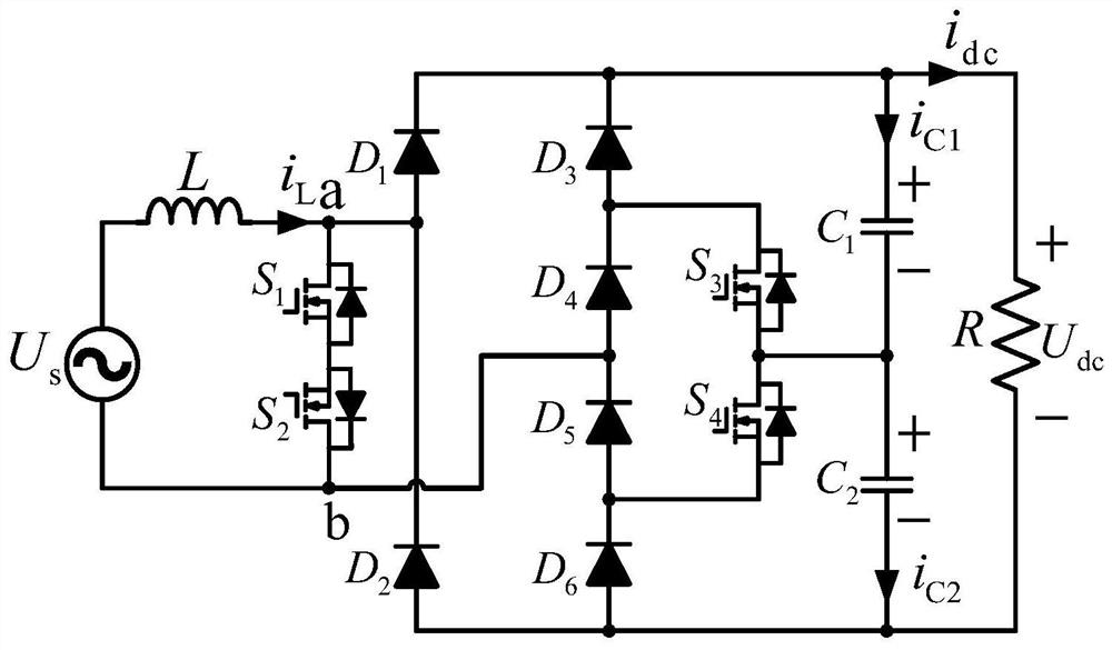 Multi-diode series connection type back-to-back bridgeless three-level rectifier