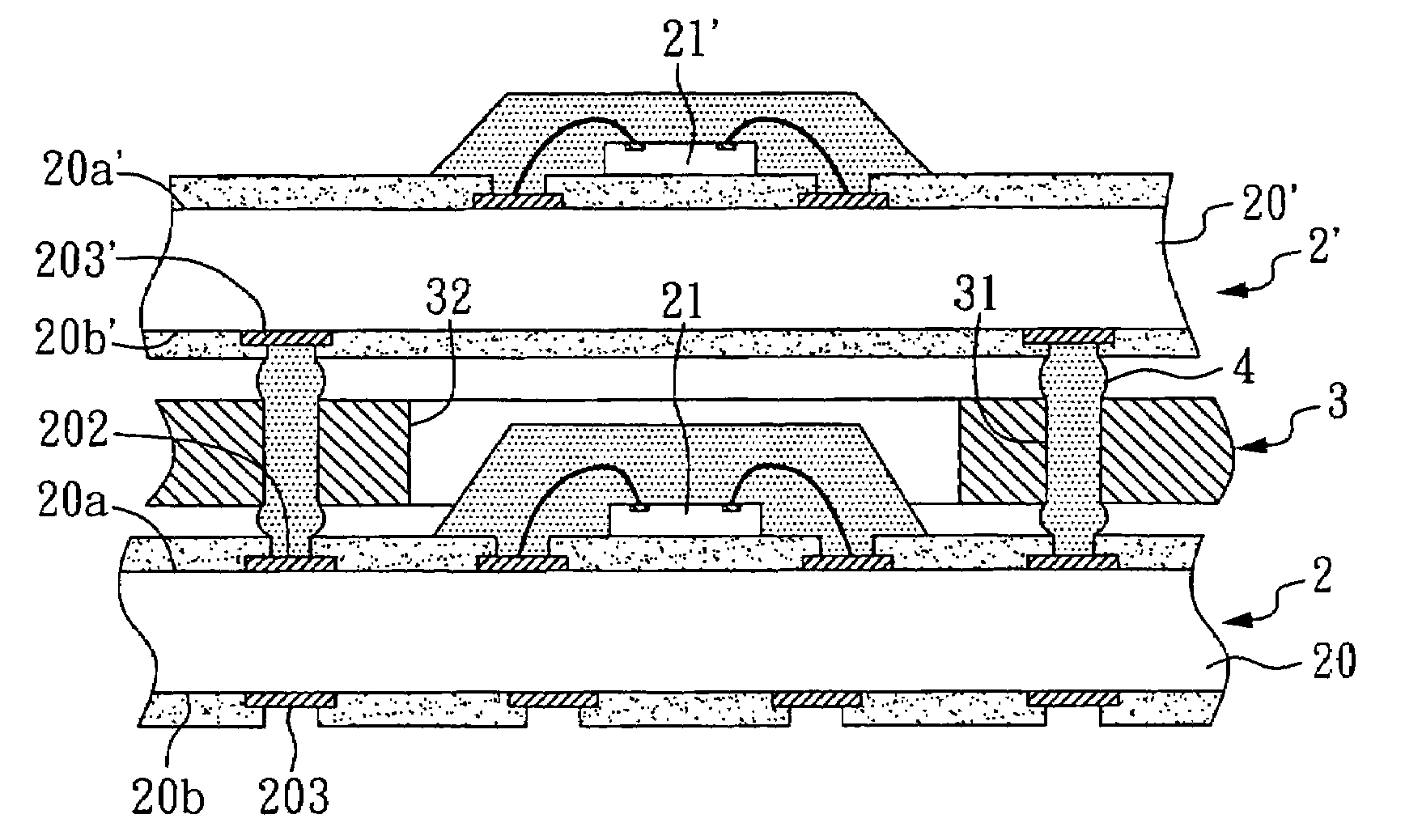 Stacked package module and method for fabricating the same