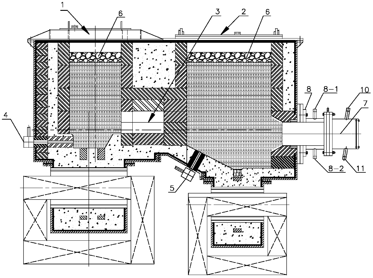 Large-diameter high-purity oxygen-free copper cast blank horizontal continuous casting process and connected furnace